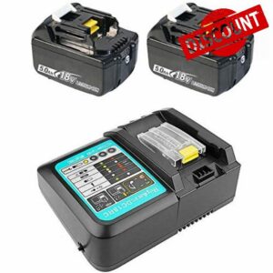 2pack 18V 5.0Ah Replacement Battery for Makita 18V Cordless Power Tools With Charger Lithium-ion LXT Battery BL1860 BL1850 BL1840 BL1830 BL1820 BL1815 BL1845 BL1835 LXT4