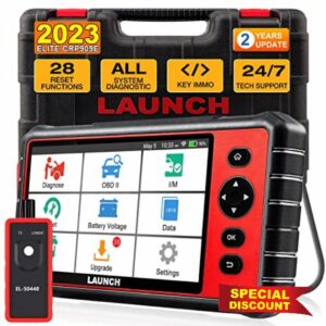 LAUNCH CRP909E OBD2 Scanner All-system Car Diagnostic Tool + 28 Reset Service OBD2 Code Reader / 7” Touchscreen Diagnostic Tool IMMO/EPB/BMS/SAS/TPMS/AutoVIN/ABS Bleeding - 2 years free updates