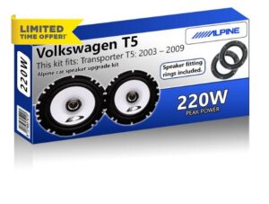 Transporter T5 Speaker upgrade Front Door Alpine car speakers 6.5" 17cm 220W