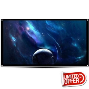 Projector Screen 60 Inch Movie Screen Portable Projector Screen 16:9 HD Foldable Anti-Crease for Home Theater Support Portable Projector Screen (Color : White