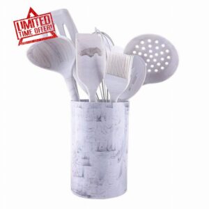 SLATIOM Silicone kitchenware Cookware Cooking Tools Shovel Spoon Kitchen Utensils Sets Dishes Accessories Gadgets Set (Size : with Rice Spoon)