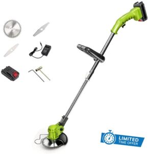 Electric Lawn Mower Small Agricultural Grass Trimmer 21V Lithium-Ion High Power Cordless Grass Brush Cutter Pruning Cutter Edger Garden Tools-8.0ah Lithium Battery