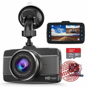 Claoner Dash Cams for Cars Front and Rear 1080P Full HD Dashcam