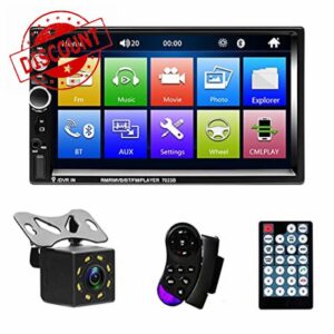 Double Din Car Radio Bluetooth NHOPEEW 7 Inch Car Stereo MP5 Player Touch Screen Digital Display Multimedia Build-in Autoradio FM AUX USB SD Function with Steering Wheel Control + Backup Camera