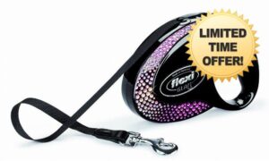 flexi Glam Composition Retractable Tape Lead with Swarovski Crystals