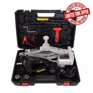 MMLLZEL 12V 3Ton Car Electric Jack Lifting SUV Emergency Equipment Tools with Black Impact Wrench Scissor Jack Gray (Color : A