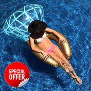 pool inflatable Summer Environmental Protection Pvc New Diamond Ring Gem Diamond Water Inflatable Floating Row Leisure Beach Seaside Swimming Ring Adult Floating Bed Toy 140*120cm jiangyu1994