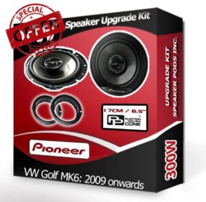 Golf MK6 Speaker upgrade Rear Door Pioneer car speakers 6.5" 17cm + Adaptors 300W