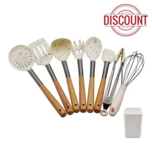 N/A White Silicone Cooking Utensils Set Non-stick Spatula Shovel Cooking Tools Set Storage Box Kitchen Tools Gadgets