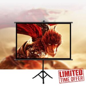 Collapsible Projection Screen With Stand - 16:9 HD Anti-Crease Outdoor/Indoor Movies Screen For Home Theater Cinema for Meeting (Color : Black