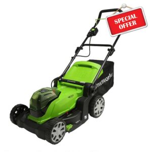 Greenworks Lawn Mower 2x24V(48V) Cordless Lawnmower with Mulcher + 50L Grass Bag. Fast Grass Cutter up to 440m². 41cm Cutting Width. Tool Only WITHOUT Battery and Charger. 3 Year Guarantee