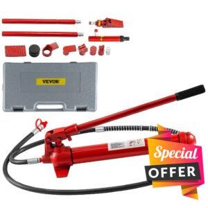 VEVOR 12 Ton Porta Power Kit 2m (78.7 inch) Oil Hose Hydraulic Car Jack Ram Autobody Frame Repair Power Tools for Automobile Repairing and Hydraulic Equipment Constructio