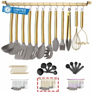 HOMQUEN 38 Piece Silicone kitchen Cooking Utensils Set with Utensil Rack