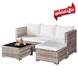 ASOWNSUN 4 Seater Rattan Garden Furniture Sets