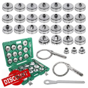 31 PCS Auto Oil Filter Socket Wrench Cup Type 3/8 inch Drive Cap Removal Tool Set Compatible with BMW