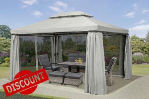 GSD Roma Gazebo Marquee Canopy In Grey - Aluminium