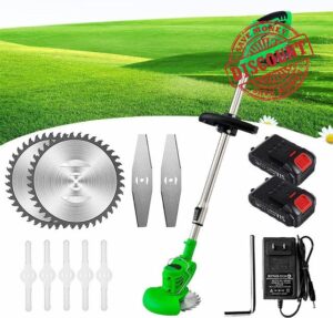 Lawn mower Electric lawn mower 24 V corded brush to remove weeds from trees and flower beds Grass cutting machine for agricultural land Lawn edging tool (2 batteries and 1 charge