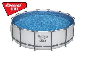 Bestway Power Steel Above Ground Pool - Round Swimming Pool Set - Blue