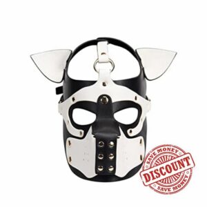 Aislor Adult Novelty Puppy Dog Head Mask with Cover Headgear Detachable Mouth Guard
