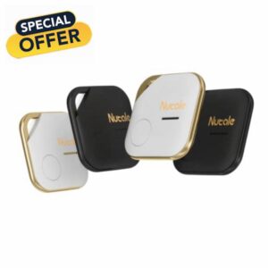 Nutale Key Finder Pro White and Black - 4PCS Bluetooth Smart Key Tracker Tag Item Locator with Lanyard - Independent Battery Compartme