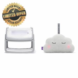 Snüz SnuzPod 4 Bedside Crib Dove & loud Baby Sleep Aid with 4 Soothing Sounds and 2 Gentle Light Options – Soft Plush Feel – Portable & Stylish