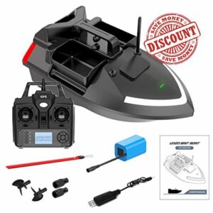 doorslay GPS Fishing Bait Boat 500m Remote Control Bait Boat Dual Motor Fish Finder 2KG Loading Support Automatic Cruise/Return/Route Correction with Night Light Turn Signal for Fishing