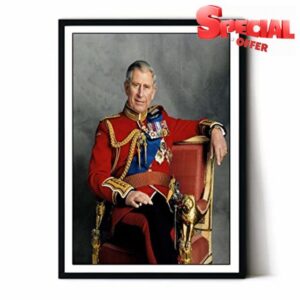 The King Of England HRH In Uniform King Charles III Prince Of Wales His Royal Highness The Soverign Royal Family Framed Picture With Black Frame (Size A1)
