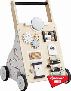 Abaseen Wooden Baby Walker and Activity Centre | Toddler Push Along Trolley for Early Development | Fun and Educational Toy for Boys and Girls Baby Activity Walker | 30x35x54 (WxDxH)