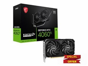 MSI GeForce RTX 4060 Ti VENTUS 2X Black 8G OC (8GB GDDR6/PCI Express 4.0/2580MHz/18000MHz)