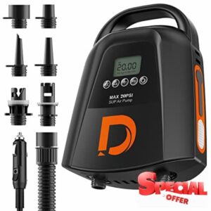 Dskeuzeew Rechargeable Paddle Board Pump - 9000mAh Electric SUP Air Pump 20PSI High Pressure with Dual Stage Inflation