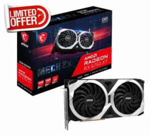 MSI Radeon RX 6750 XT MECH 2X 12G OC Gaming Graphics Card - 12GB GDDR6