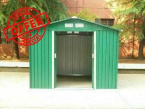 Metal Garden Shed with Internal Base Size (Green 7Ft 9" Width by 9Ft 11" Depth)
