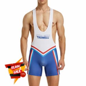 Hedmy Men Wrestling Singlets Bodysuit Deep U Sleeveless Leotard Powerlifting Sport Fitness Boxer Jumpsui