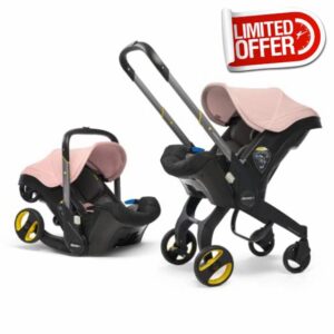 Doona+ Baby Car Seat & Travel Stroller Blush Pink - Convertible 0+ Car Seat and Pram with 5 Point Safety Harness - Ergonomic Pushchair and Travel System - ISOFIX Base Sold Separately