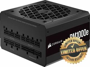 Corsair RM1000e (2023) Fully Modular Low-Noise ATX Power Supply - ATX 3.0 & PCIe 5.0 Compliant - 105°C-Rated Capacitors - 80 PLUS Gold Efficiency - Modern Standby Support - Black