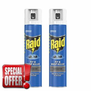 Quebec - Raid Rapid Action Fly- Indoor Raid Flying Insect Killer -Eliminates insects in seconds- Spray Leaves Neutral Scent-Wasp Killer Spray 300ml- Pack of 2