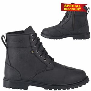 DIORA RENEGADE BLACK Short Waterproof Motorcycle Ankle Boots Motorbike Urban Touring Vintage Leather Shoes