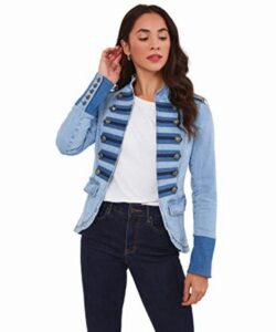 Joe Browns Women's Sustainable Light Wash Denim Military Style Jacke