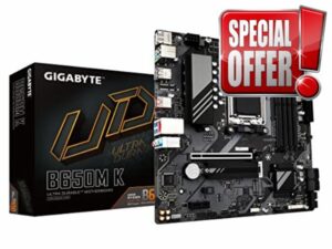 GIGABYTE B650M K (AM5/ LGA 1718/ AMD/ B650/ Micro-ATX/ 5-Year Warranty/ DDR5/ 2X PCIe 4.0 M.2/ PCIe 4.0/ USB 3.2 Gen2 Type-C/ 2.5GbE LAN/Motherboard)