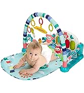 GYMAX Floor Gym Playmats, Kick & Play Piano Gym with 4 Rattle Pendants, 1 Mirror and Piano, Baby ...