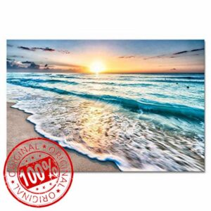 Wieco Art Extra Large Sea Waves Canvas Prints Wall Art Ocean Beach Pictures Paintings for Living Room Bedroom Home Decorations Modern Seascape Giclee Artwork Ready to Hang