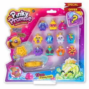 BANDAI TH00004 Royals 12 Pack | This Pinky Promise Multipack Contains 12 Collectable Gemmy Friends 1 Bracelet and 1 Hairclip Combine Gems and Girls Jewellery for Wearable Fu