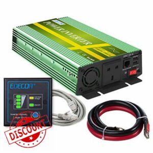 EDECOA Pure Sine Wave Power Inverter 1000W DC 12V to 240V AC Converter 2 USB Ports with Remote Controlle