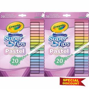 CRAYOLA Pastel SuperTips Washable Markers - Assorted Colours (Pack of 40) | Premium Felt Tip Pens That Can Easily Wash Off Skin and Clothing | For Ages 3+