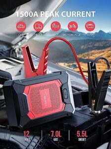 1500A Car Battery Booster Jump Starter up to 5.5L Diesel or 7L Petrol Engines