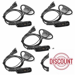 HYSHIKRA D Shape Earpiece with Mic Multi Pin Headset Compatible with Motorola DP3400 DP4400 DP4800 DGP4150 XiR-P8200 Xpr-6300 Two Way Radio (5 Pcs)
