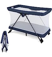 GYMAX Bedside Baby Crib, 8 Height Adjustable Infant Sleeping Cot with Detachable Side & Wheels, M...