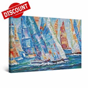 Startonight Canvas Wall Art Abstract - Parade of Sailing Boats