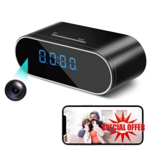 1080P Spy Camera WiFi Indoor Hidden Camera Clock Wireless Mini Home Security Camera Small Secret Camera Nanny Spy Cam Surveillance Camera with APP 140 Wide Angle Night Vision Motion Detectio