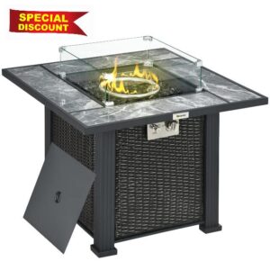 Outsunny Outdoor PE Rattan Gas Fire Pit Table
